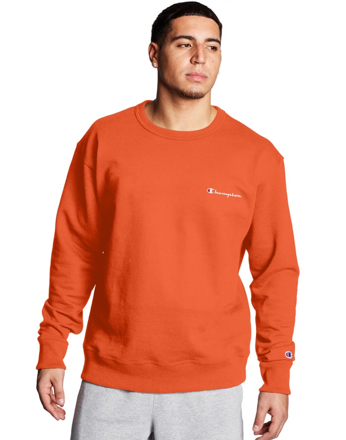 Champion Powerblend Fleece Crew Script Logo Sweatshirt Heren - Oranje - Belgie 6935PEQOR